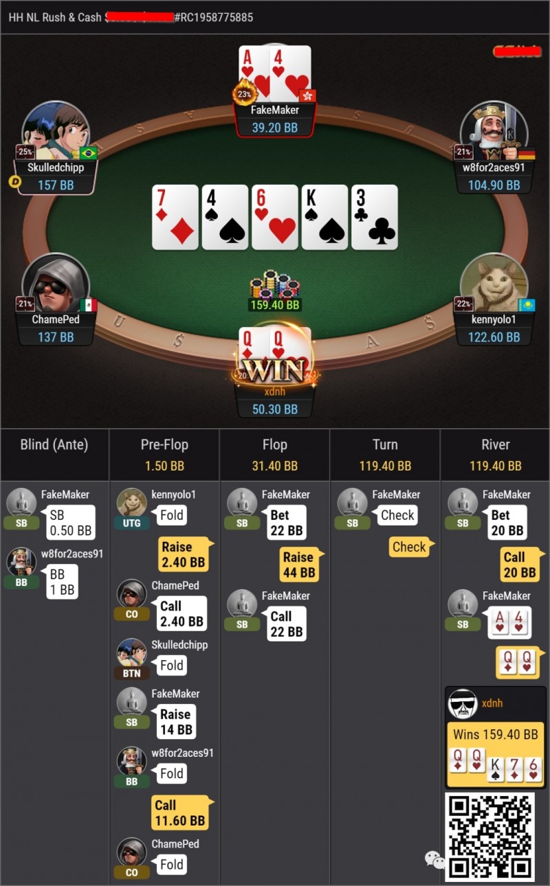 【GG扑克】牌局分析：NL10练习场——QQ 3bet pot