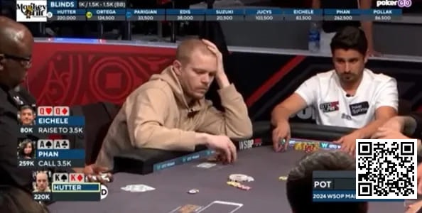 【GG扑克】话题 | WSOP主赛事，两位选手在翻牌前先后弃掉KK和QQ